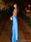 Simple Halter Sleeveless Mermaid Satin Long Prom Dresses Online, OL533