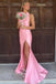 Sexy Halter Sleeveless Mermaid Satin Evening Prom Dresses Online, OLP932