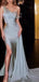 Elegant Blue One-Shoulder Mermaid Side Slit Long Prom Dress Ideas, Evening Party Dresses, OLP1250