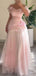 Elegant Pink Off-Shoulder A-Line Long Prom Dress Ideas, Evening Party Dresses, OLP1481
