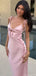 Elegant Pink Spaghetti Strap Mermaid Long Prom Dress Ideas, Evening Party Dresses, OLP1507