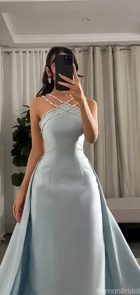 Unique Blue V-Neck Mermaid Long Prom Dress Ideas, Evening Party Dresses, OLP1423