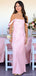 Classy Off-the-Shoulder Pink Satin Mermaid Prom Dresses, Evening Party Dresses,OLP1712