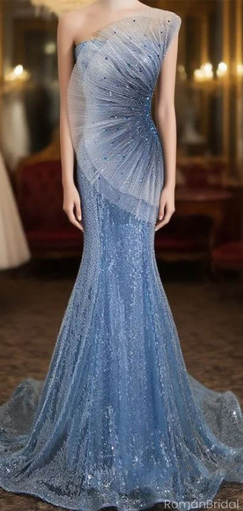 Unique Blue Sweetheart Mermaid Long Prom Dress Ideas, Evening Party Dresses, OLP1538