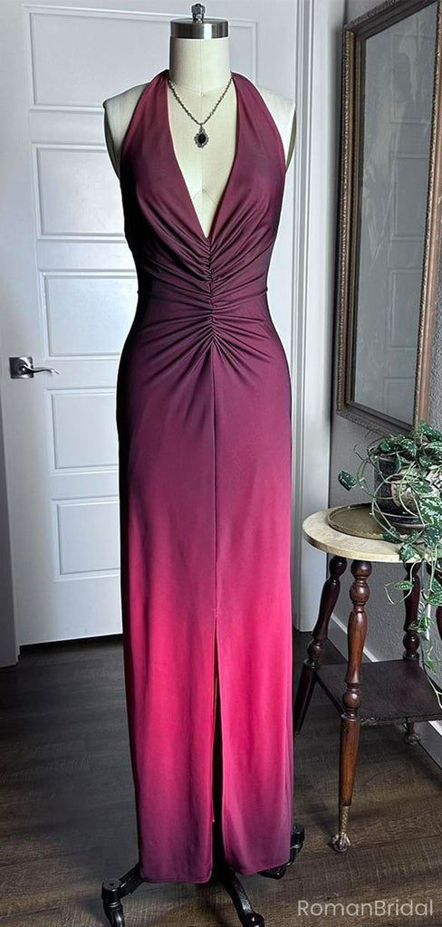 Unique Red V-Neck Mermaid Long Prom Dress Ideas, Evening Party Dresses, OLP1410