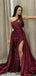 Sexy Burgundy One-Shoulder Mermaid Long Prom Dress Ideas, Evening Party Dresses, OLP1666
