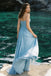 Flowy Light Blue Chiffon Prom Gown Elegant Strapless Sweetheart Formal Dress,OLP1908