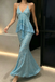 Classy Light Blue Sequin Mermaid Sleeveless Prom Dress,OLP2391