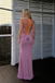 Classy Purple V-Neck Prom Dress Ruched Mermaid Long Chiffon Party Gown,OLP1875