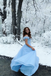 Dreamy Off Shoulder Light Blue Prom Dress Feather Sleeve Tulle A Line Formal Gown,OLP2154