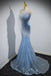 Unique Blue Sweetheart Mermaid Long Prom Dress Ideas, Evening Party Dresses, OLP1538