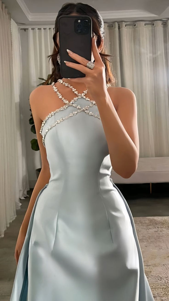 Unique Blue V-Neck Mermaid Long Prom Dress Ideas, Evening Party Dresses, OLP1423