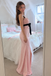 Sexy Pink Sequin Halter High Slit Column Prom Dress Black Bow,OLP253
