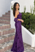 Classy Purple Sequined V-Neck Spaghetti Strap Prom Dress,OLP2476