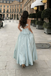 Unique Light Blue Taffeta Ball Gown Square Neck Ruched Waist Evening,OLP1950