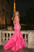 Modern Hot Pink Mermaid Prom Dress Ruffle Tulle Skirt Corset Sequin Pageant Gown,OLP2239