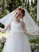 White Bow Flower Girl Veil – Soft Tulle Kids Wedding Headpiece