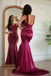 Unique Burgundy V-Neck Mermaid Side Slit Long Prom Dress Ideas, Evening Party Dresses, OLP1611