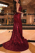 Charming Red V-Neck Mermaid Long Prom Dress Ideas, Evening Party Dresses, OLP1652
