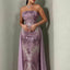 Sparkly Purple Sweetheart Applique Long Sleeve Mermaid Long Prom Dress Ideas, Evening Party Dresses, OLP1399