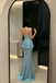 Classy Light Blue Sequin Mermaid Sleeveless Prom Dress,OLP2391