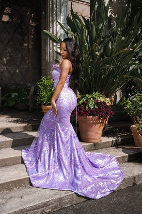 Sexy Sweetheart Lavender Applique Mermaid Long Prom Dress Ideas, Evening Party Dresses , OLP1240
