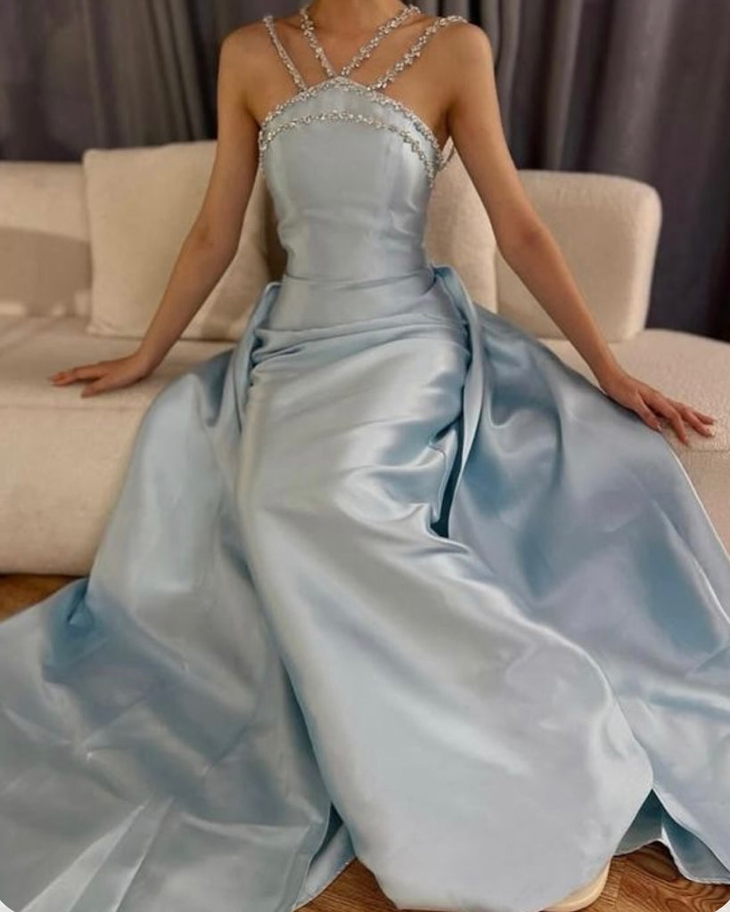 Unique Blue V-Neck Mermaid Long Prom Dress Ideas, Evening Party Dresses, OLP1423