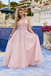 Classy Pink Lace Prom Gown Halter Neck Beaded Waistband Open Back A-Line,OLP1978