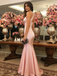 Modern Blush Pink Halter Mermaid Prom Dress ,Evening Party Dress,OLP1779