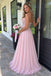 Pretty Pink Embroidered Spaghetti Strap Chiffon Prom Dress,OLP2451