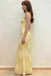 Classy Yellow Floral Embroidered Prom Dress Spaghetti Strap Corset Back Maxi Party Gown,OLP1738