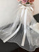 White Bow Flower Girl Veil – Soft Tulle Kids Wedding Headpiece