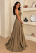 Classy Taupe Brown Halter Woven Corset A-Line Prom Dress,OLP2492