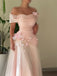Elegant Pink Off-Shoulder A-Line Long Prom Dress Ideas, Evening Party Dresses, OLP1481
