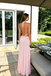 Beautiful Fancy Pink V-Neck Long Prom Dress with Daring Cutout Design,OLP2187