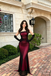 Vintage Red Tulle Prom Dress Elegant Square Neck Floor Length Sheath,OLP2196