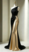 Modern Black Gold Two Tone Satin Prom Dress Elegant Floor Length Formal Gown,OLP2329