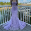 Elegant Spahetti Strap Lavender Applique Mermaid Long Prom Dress Ideas, Evening Party Dresses , OLP1237