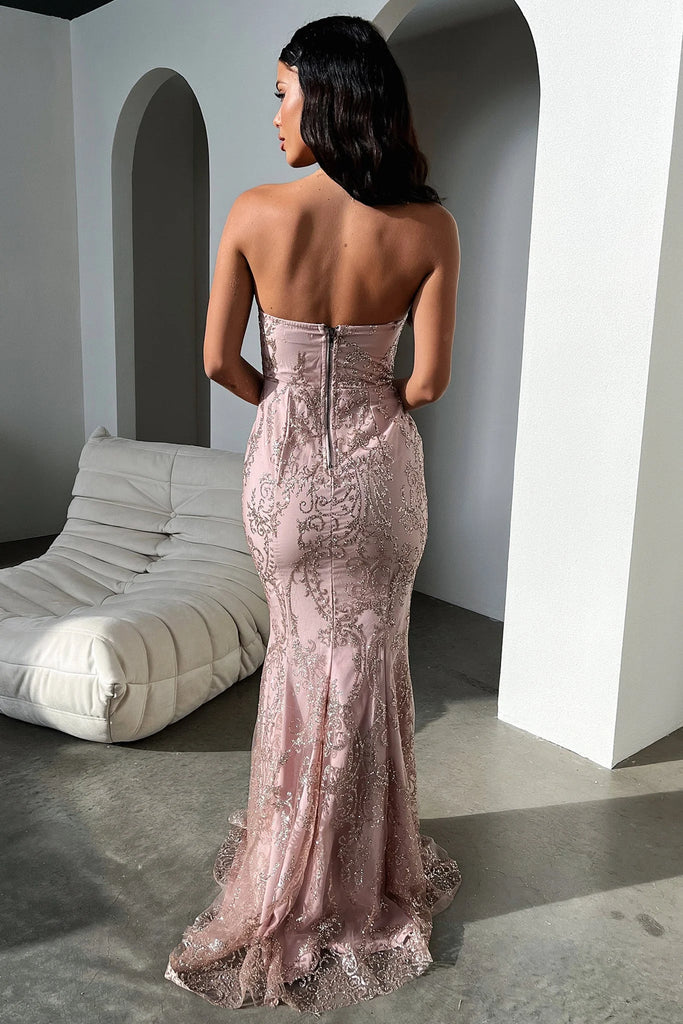 Elegant Applique Pink Sweetheart Mermaid Long Prom Dress Ideas, Evening Party Dresses, OLP1489