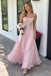 Pretty Pink Embroidered Spaghetti Strap Chiffon Prom Dress,OLP2451