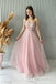 Pretty Pink Beaded Ball Gown Sweetheart Sleeveless Long Prom Dress Bow Belt,OLP2357