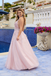 Classy Pink Lace Prom Gown Halter Neck Beaded Waistband Open Back A-Line,OLP1978