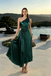 Modern Emerald Green One Shoulder Prom Dress with Pleated Cutout Detail,OLP2232