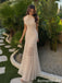 Modern Ivory Bow High Neck Sleeveless Ruched Mermaid Prom Dress Unique Formal,OLP2368