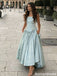 Unique Light Blue Taffeta Ball Gown Square Neck Ruched Waist Evening,OLP1950