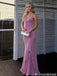 Classy Purple V-Neck Prom Dress Ruched Mermaid Long Chiffon Party Gown,OLP1875