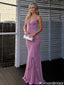 Classy Purple V-Neck Prom Dress Ruched Mermaid Long Chiffon Party Gown,OLP1875