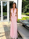 Beautiful Fancy Pink V-Neck Long Prom Dress with Daring Cutout Design,OLP2187