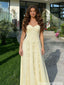 Chic Pale Yellow Sweetheart Neckline Prom Gown Vertical Ruffle Accents,OLP2004