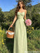Classy Green Floral Lace Prom Dress Slip A-Line Gown with Slit,OLP2223